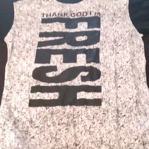 A black and white shirt and pants with black spots